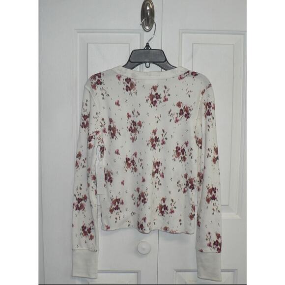 Abound Women's Long Sleeve Thermal Top in Ivory Ikat Cluster Floral XS MSRP $20 - Picture 4 of 5